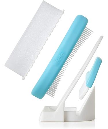 Fridababy DermaFrida 3-Step Cradle Cap System: Sponge Brush Comb with Storage Stand for Babies - Flake Fixer Solution - Buy Online on GoSupps.com