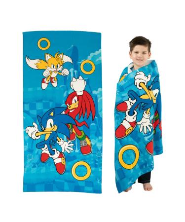 Franco Sonic The Hedgehog Anime Super Soft Lightweight 100% Recycled Bath/Pool/Beach Towel Made from Recycled Plastic Bottles, 58 in x 28 in, (100% Official Licensed Sonic The Hedgehog Product) Sonic Large
