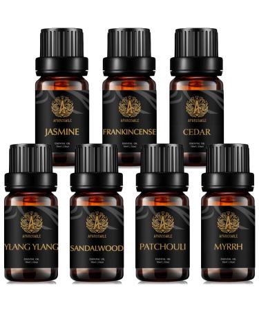 Aromatherapy sandal wood essential oil set for diffuser 100% pure cedar oil kit 7x10ml therapeutic degrees Jasmine essential oils set - Frankwese Myrrhe patchouli ylang ylang oil adagio essential oil