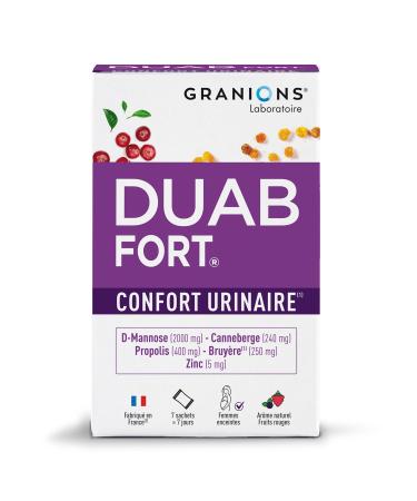 Duab Fort Confort Urinary GRANIONS | 7 sachets of Cranberry Propolis Heather and D-Mannose to prevent and relieve women's urinary discomfort | Made in France | Patented formula