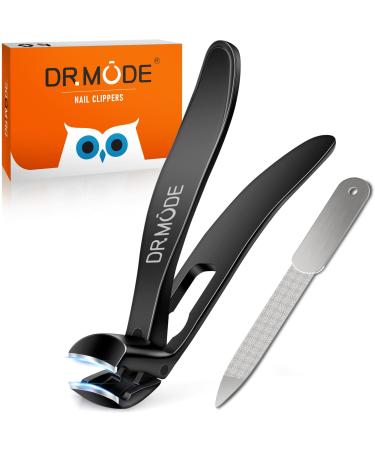 Nail Clippers for Thick Nails with Catcher DRMODE Angled Head Ergonomic Toenail Clippers with Wide Opening Precision Large Finger Nail Clipper Heavy Duty Nail Cutter Trimmer for Men Women Angled Head Black