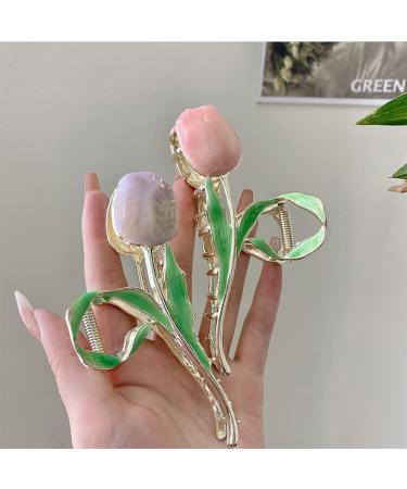 Large Purple Tulip Hair Claw Clip - Non-Slip Metal Hair Accessory for Thick and Thin Hair - Buy Online on GoSupps.com