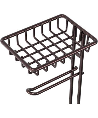 Toilet Paper Holder Stand with Shelf - Bronze Finish, Bathroom Storage for Mega Rolls - Buy Online on GoSupps.com