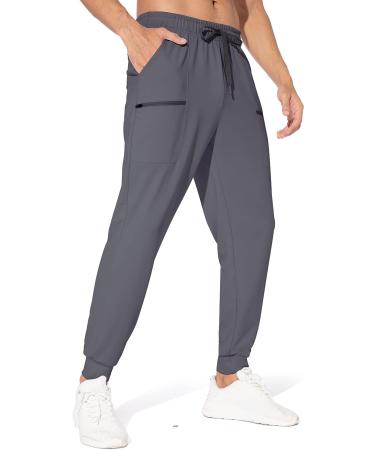 Maroaut Men's Lightweight Joggers Sweatpants - Dark Grey Large | Zipper Pockets, Gym Workout Pants for Running Track Athletic Casual - Buy Online on GoSupps.com