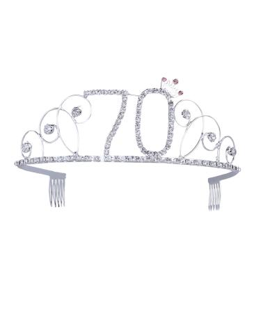 Frcolor Happy Birthday 70th Crystal Rhinestone Tiara Crown