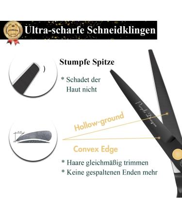 Purple Dragon 5.5 Inch Professional Hair Scissors Set - Sharp Hairdressing Scissors for Men & Women Barbers & Beginners - Perfect Haircut Tool in Black - Buy Online on GoSupps.com