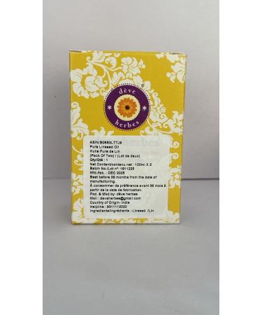 d ve herbes Pure Linseed Oil (Linum usitatissimum) with Glass Dropper Cold Pressed (Pack of Two) 100ml X 2 (6.76 oz) - Buy Online on GoSupps.com