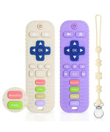 Bathing toys for 3 months baby silicone remote -controlled bite toys dental aid toys for babies remote control bite rings made of silicone with soothes babies wound gum (purple & white)