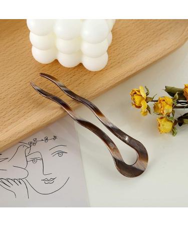 French Twist Hair Clip Vintage Celluloid Acetate Large Wavy U-Shaped Hairpin Tortoise For Shell Updo Pin Bun Holder Barrette Styling Accessories Saiki K Hair Pins And Glasses - Buy Online on GoSupps.com