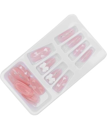 Full Cover False Nail Pink Bow Fake Nails Pink Love Press On Nails Coffin Medium Length Ballerina Nail Art Tips Sets Artificial Nails Press On False Nail Tips - Buy Online on GoSupps.com
