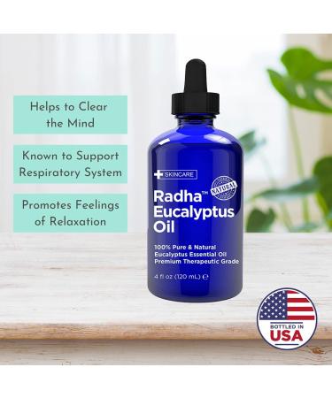Radha Beauty Eucalyptus Essential Oil 4 oz - 100% Pure & Therapeutic Grade for Aromatherapy, Relaxation, and DIY Projects - Buy Online on GoSupps.com