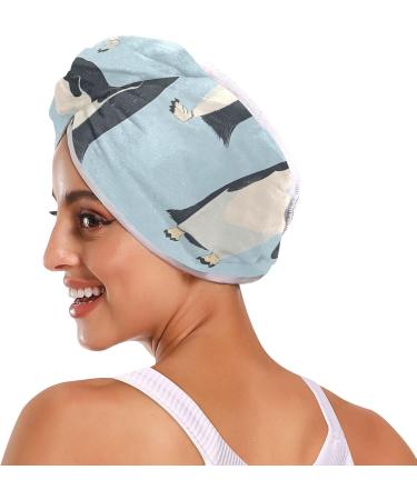Penguin Blue Hair Towel 2 Pack - Super Absorbent Quick Dry Hair Turbans for Women & Girls | Perfect Hair Drying Solution - Buy Online on GoSupps.com