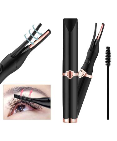 Heated Eyelash Curlers Rechargeable Lash Curler with Comb 2 in 1 Clip-Type & Built-in Comb Curler USB 3 Temperature Modes-Black