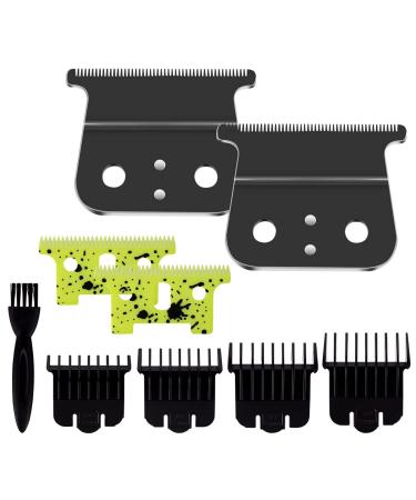 T-Outliners Replacement Blades T Outliners Hair Trimmer Clippers Blade Compatible with Andis GTO GO SL and SLS Model (2 Ceramic T Blade  2 Black Steel Blade) (Fluorescent yellow)