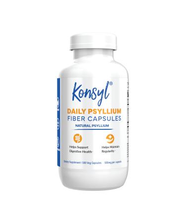 Konsyl Psyllium Fiber Capsules - All-Natural Psyllium Husk Powder - Supports Digestive Health and Weight Management Goals+ 500 Count (Pack of 1)