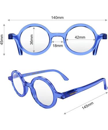LONDON MOLE Round Reading Glasses - Transparent Blue 2.5x | Stylish Men's Women's Unisex Readers with Spring Hinges - Buy Online on GoSupps.com