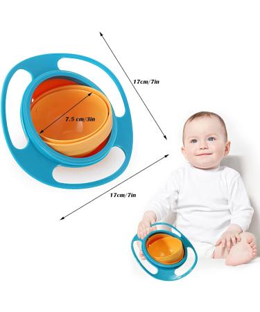 Baby Gyroscopic Bowl | Anti-Spill Toddler Feeding Bowl with Handle | Blue - Buy Online on GoSupps.com