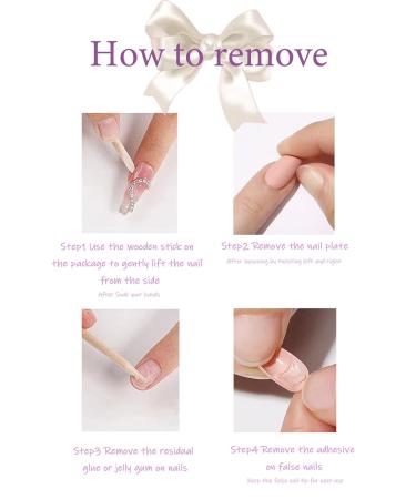 Buy French Tip Press On Nails - Short Almond Floral Designs | Glossy Full Cover Fake Nails - 24 Pcs for Women & Girls - Buy Online on GoSupps.com