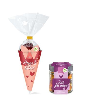 naschlabor Hugs & Kisses Vegan Fruit Eraser 2 Pack 100g + Vegan Time for Me 120g | Love for Gift | Selfcare | Gift for Your Loved Ones