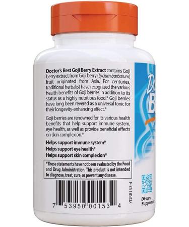Doctor's Best Goji Berry Extract 600 mg - 120 Veggie Caps for Antioxidant Support - Buy Online on GoSupps.com
