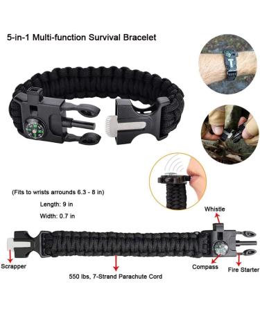 Emergency Survival Kit 16-in-1 Upgrade Compact Gear for Men - Perfect Gift for Husband, Dad, Friend - EDC Tool for Cars, Camping, Hiking, Hunting, Fishing - Buy Online on GoSupps.com