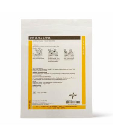 Medline Bordered Gauze Adhesive Island Dressing 4x5 - 15 Count | Sterile Wound Care - Buy Online on GoSupps.com