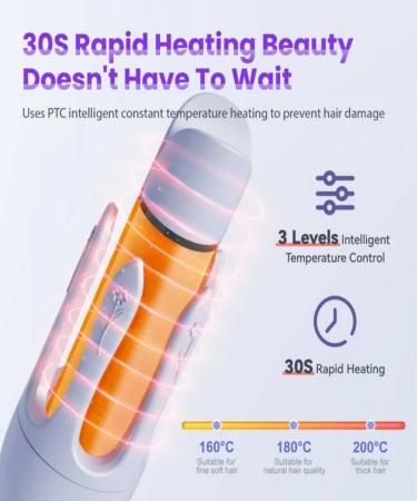 2 In 1 Auto Curling Iron with Hair Straightening Function Anti-Scald Automatic Hair Curler Rollers 1 1/4 inch Large Waves Hair Care Coating Fast Heating Create Beautiful Curls Effortlessly Purple - Buy Online on GoSupps.com