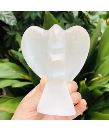 Selenite Crystal Angel Statue Cream White Reiki Crystals and Stones Gemstone Carved Mini Statue for Love Peace Pocket Guardian Angels Stone Mineral Specimen 9-10cm White - Buy Online on GoSupps.com