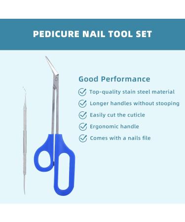 Long Handled Toenail Scissors Clippers Nail Scissors and Clippers Stainless Steel Pedicure Nail Tool Set Long Handle Toenail Scissors + Nails File for Thick Toe Nails - Buy Online on GoSupps.com