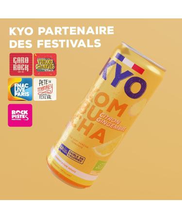KYO Set of 8 Kombucha Organic Lemon Ginger Cans - Sparkling - Low Sugar - Alcohol Free and Artisan - Buy Online on GoSupps.com
