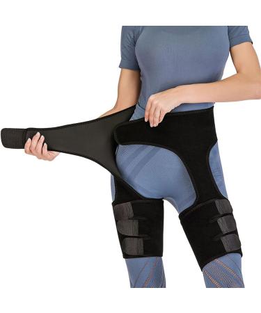 XL Hip Support Brace - Compression Wrap for Hip Joints, Arthritis & Groin - Anti-Slip, Faster Recovery - Black - Buy Online on GoSupps.com