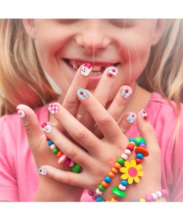 144 Pieces Kids Stick On Nails Full Cover Children False Nails Short Kids Press on Nails Sets Fake Cartoon Nails for Girls - Buy Online on GoSupps.com