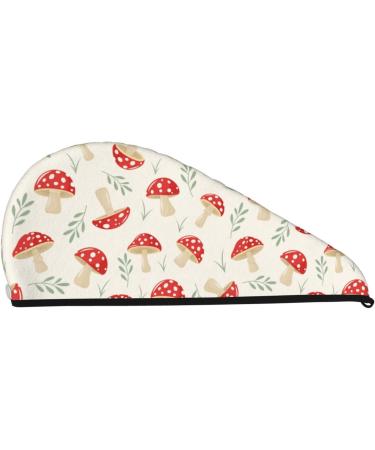 Super Absorbent Cartoon Flat Mushrooms Microfiber Hair Towel for Women | Quick Dry Coral Velvet Wrap for Long Curly & Thick Hair - Buy Online on GoSupps.com
