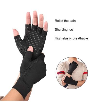 Copper Arthritis Gloves - Compression Gloves for Arthritis Relief in Hands & Fingers - Size Medium (1 Pair) Black - Buy Online on GoSupps.com