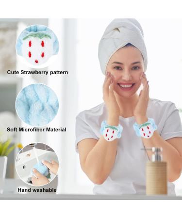 Shintop 6 Pcs Face Wash Headband and Wristband Set - Spa Headband & Absorbent Wrist Towels for Face Washing, Skincare, and Makeup - Pink+Light Blue - Buy Online on GoSupps.com