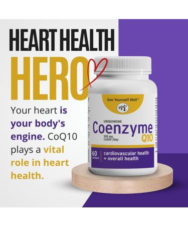 See Yourself Well CoQ10 Ubiquinone - Coenzyme Q10 Supplements for Cardiovascular Heart Health and Overall Wellness. High Potency Antioxidant. Small Easy to Swallow Softgels. Take 1-2 Daily - 60 Softgels. Made in Canada 60 count (Pack of 1) - Buy Online on GoSupps.com