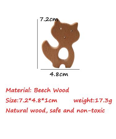 Arakierst 10pcs Organic Wood Fox Teether - Handmade Beech Wooden Animal Shape for DIY Pacifier Chain - Buy Online on GoSupps.com