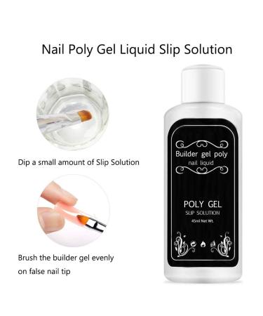 Suzo Slip Solution 45ml for Polygel Nail Extensions with Brush and Crystal Cup - Anti-Stick Nail Liquid for Poly Gel Builder DIY - Buy Online on GoSupps.com