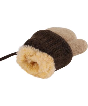 Toddler Kids Winter Warm Thick Plush Short Knitted Gloves With String for 1-3Yrs Beige/Bear - Buy Online on GoSupps.com