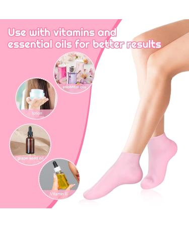 Invalidism 3 Pairs Silicone Moisturizing Socks Foot Spa Gel Silicone Socks for Dry Cracked Feet Foot Care Moisturising Socks Women Foot Spa Pedicure Silicone Socks for Women (Pink*3) - Buy Online on GoSupps.com