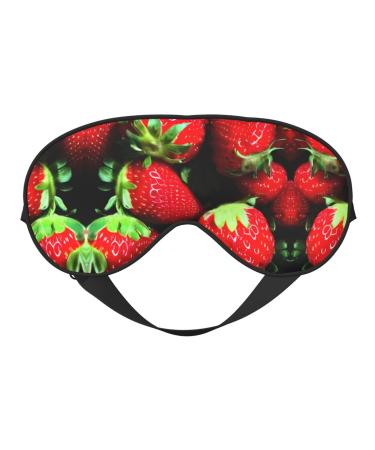 Strawberry Pattern Print Unisex Sleep Mask Double-Sided Eye Mask Ideal for Sound Sleep and Skin Care