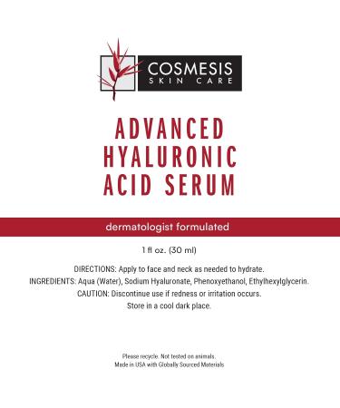 Advanced Hyaluronic Acid Serum 30ml - Hydrate Revitalize Skin & Reduce Fine Lines | Cosmesis International Shipping - Buy Online on GoSupps.com