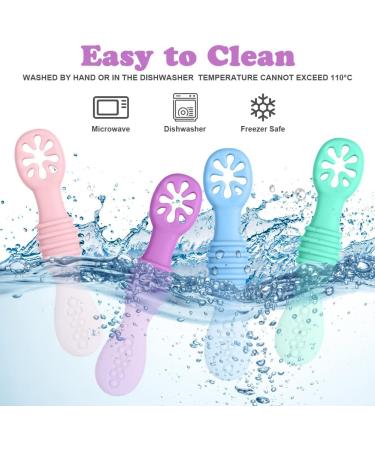Vicloon Baby Fork 6Pcs Silicone Weaning Utensil Set for Infant Toddler - Easy Grip Soft Spoon - First Led Training Cutlery Kit - Blue/Green/Orange/Pink/Red/Purple - Buy Online on GoSupps.com