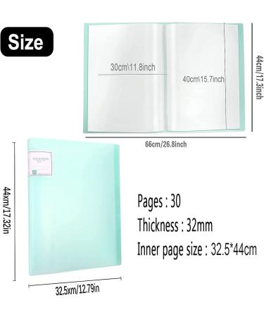 2Pcs A3 Diamond Painting Storage Book with 30 Clear Pocket Sleeves - Green | Portable Art Portfolio Folder for Large Artwork, Reports, and Posters - Buy Online on GoSupps.com