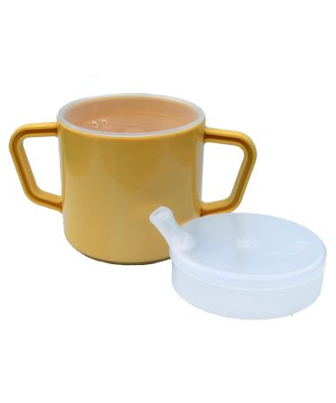Henleys Drinking Cup/Beaker/Mug/Sippy 260ml Cup for Disabled Adults. Easy Grip Handles with Anti Splash Spout and Travel Lid