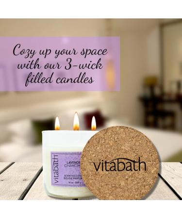 Vitabath Lavender Chamomile Scented Candle - Luxury Aromatherapy 3 Wick Candle for Relaxation | Long Lasting 30 Hour Burn | 14 oz Glass Jar | Perfect Gift for Women & Men - Buy Online on GoSupps.com