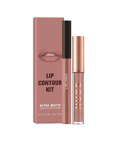 2PCS Mat Velvet Crayon L vres & Rouge L vres Set pour les femmes - Hautement Pigment 3D Hydratant Longue Dur e Imperm able Anti-adh sif Gloss L vres (#11)