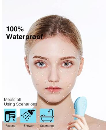 Face Scrubber ROOBUCK Facial Cleansing Brush Waterproof and Rechargeable Face Scrub Brush for Men & Women Cleansing Exfoliating and Massaging Electric Face Wash Brush (Light Blue) - Buy Online on GoSupps.com