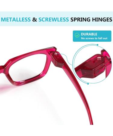 Metalless Screwless Spring Hinges Reading Glasses for Women - 6 Pack Oversized Square Readers (+1.75) in Mixed Colors - Buy Online on GoSupps.com