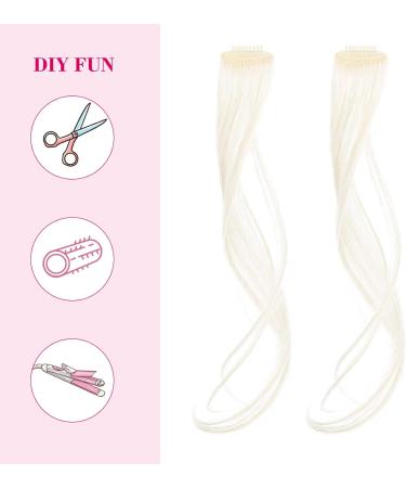 REECHO Long Wavy Curly Clip in White Blonde Bangs - 2 PCS Set for Women - 12 Inch Face-Framing Highlights - Buy Online on GoSupps.com